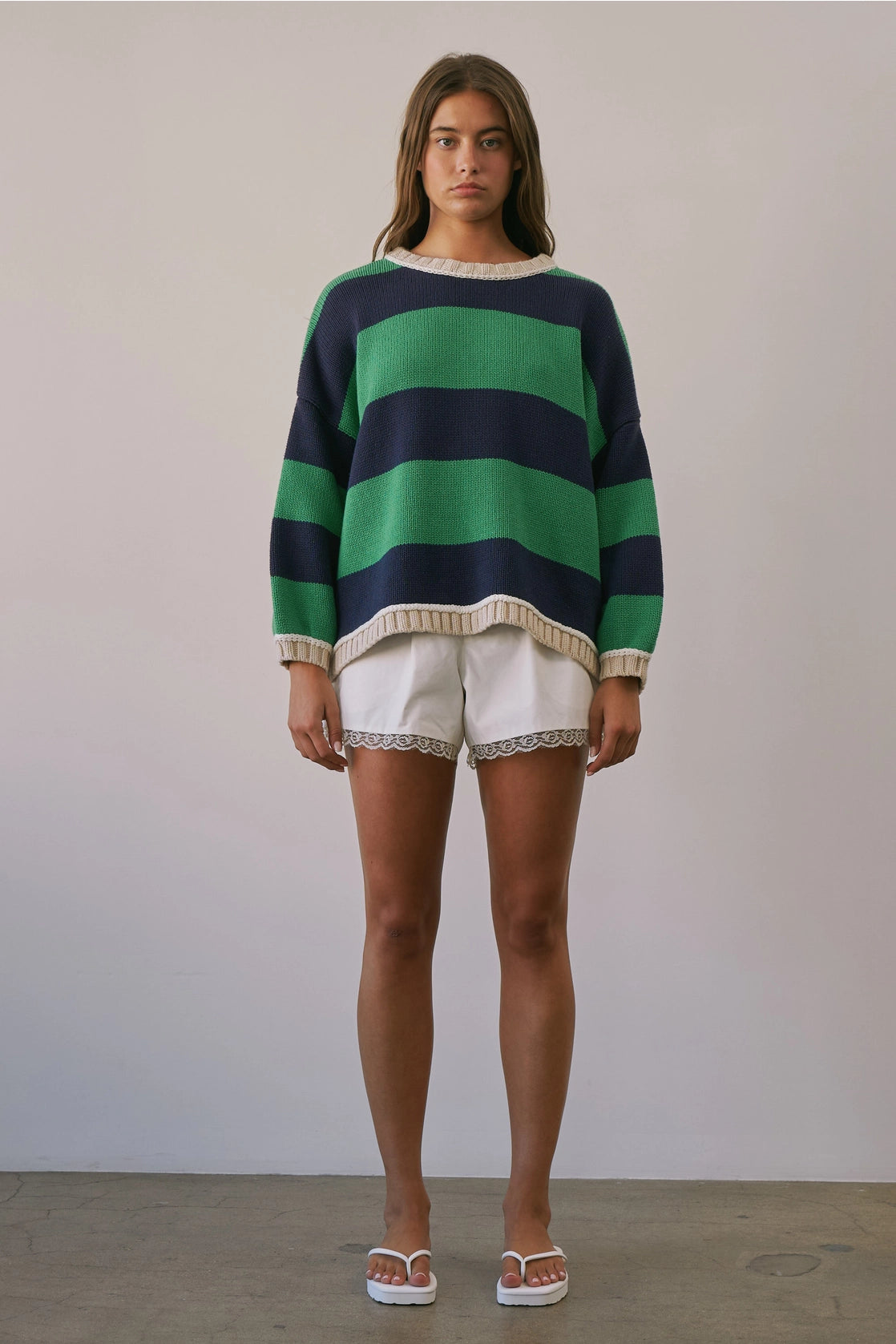 Striped Sweater - Green/Navy