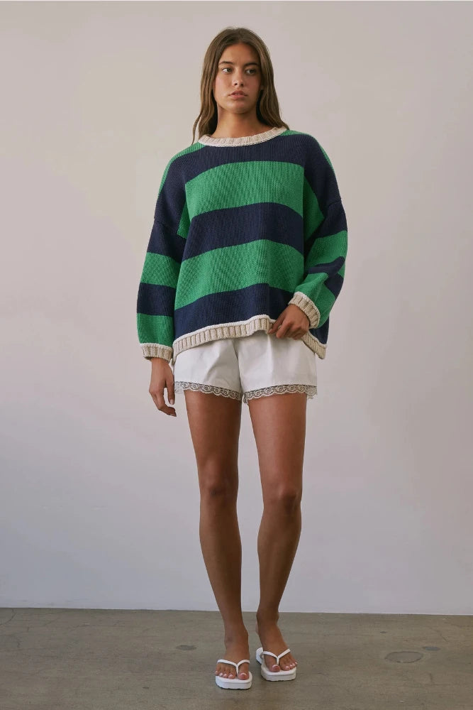 Striped Sweater - Green/Navy