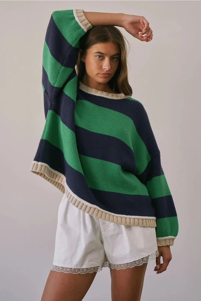 Striped Sweater - Green/Navy
