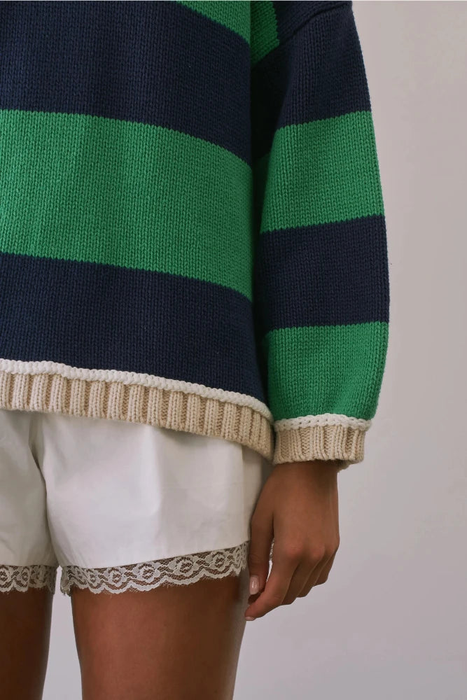 Striped Sweater - Green/Navy