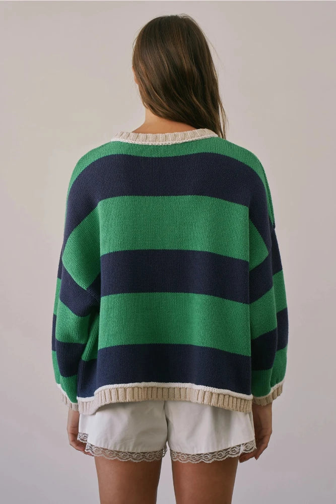 Striped Sweater - Green/Navy