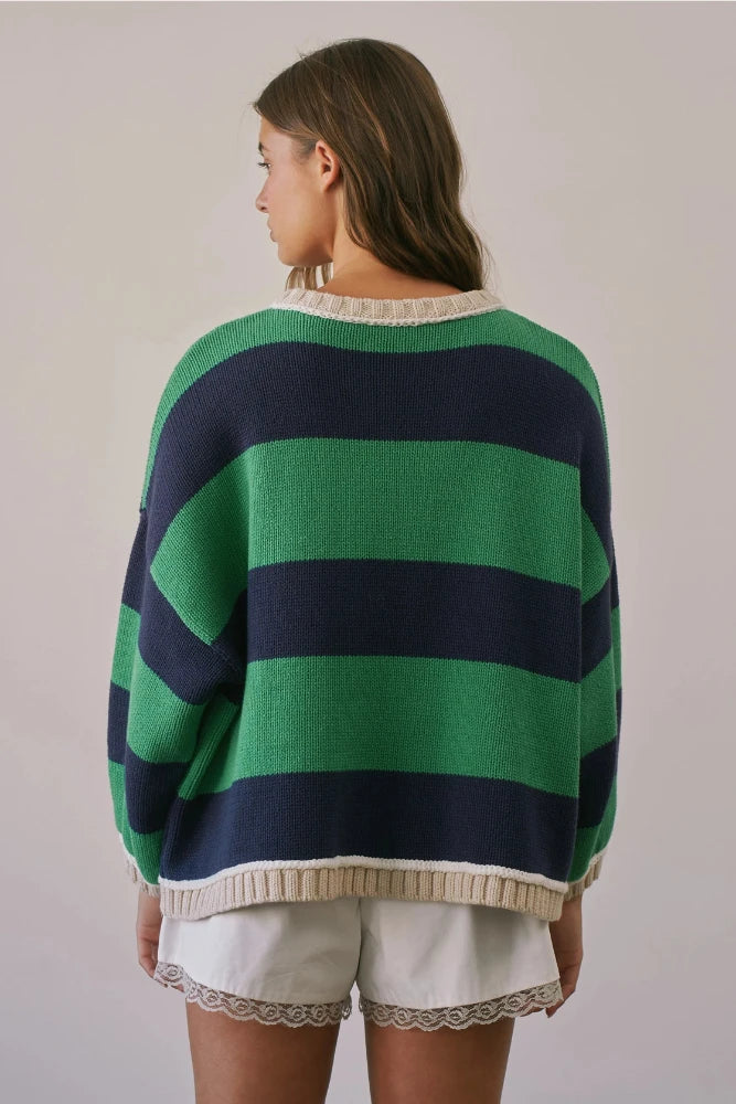 Striped Sweater - Green/Navy