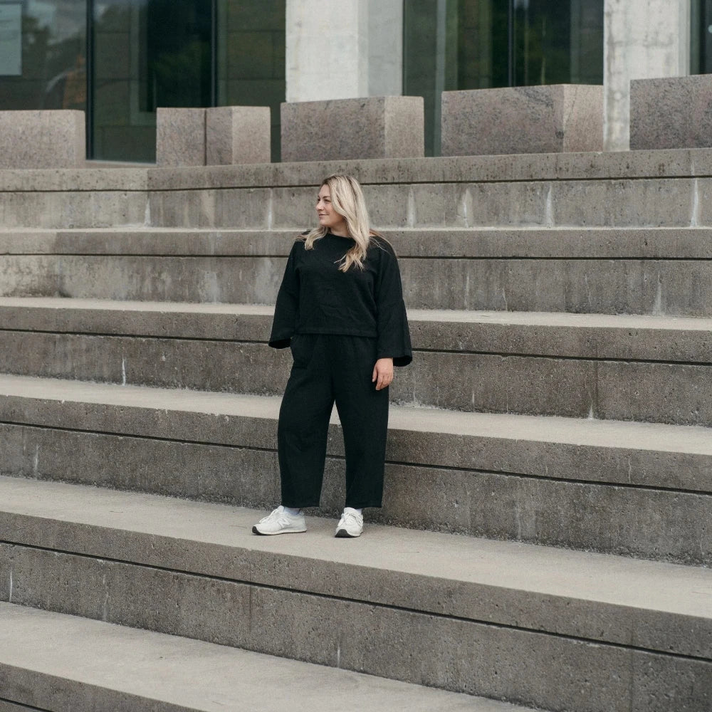 Loft Cotton Barrel Pant - Black (O/S)