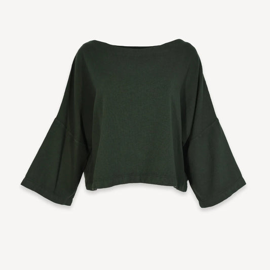 Loft Cotton Bell Sleeve Top - Forest (O/S)