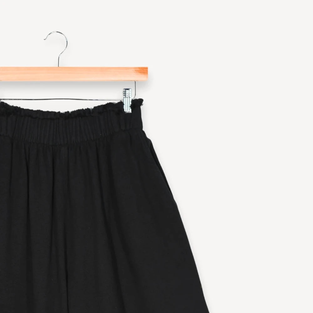 Loft Cotton Palazzo Pant - Black (O/S)