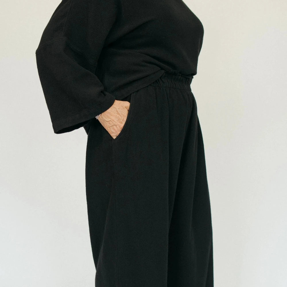 Loft Cotton Palazzo Pant - Black (O/S)