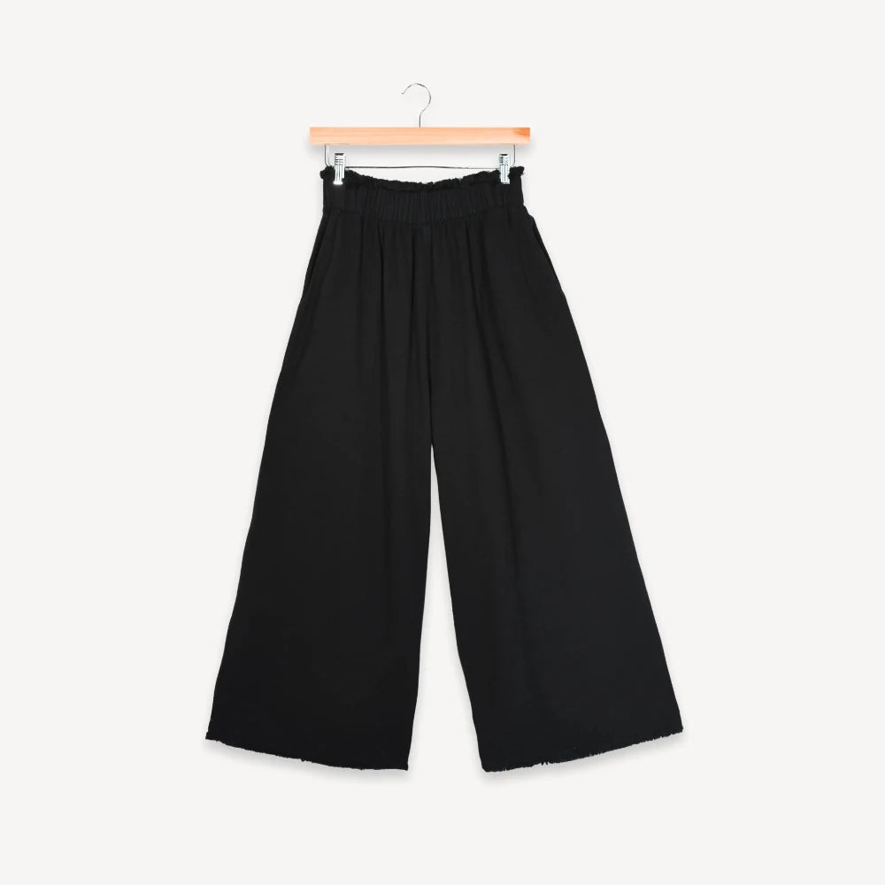 Loft Cotton Palazzo Pant - Black (O/S)