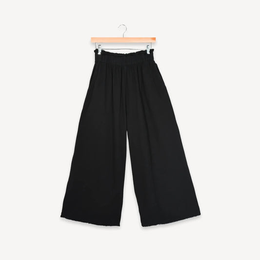Loft Cotton Palazzo Pant - Black (O/S)