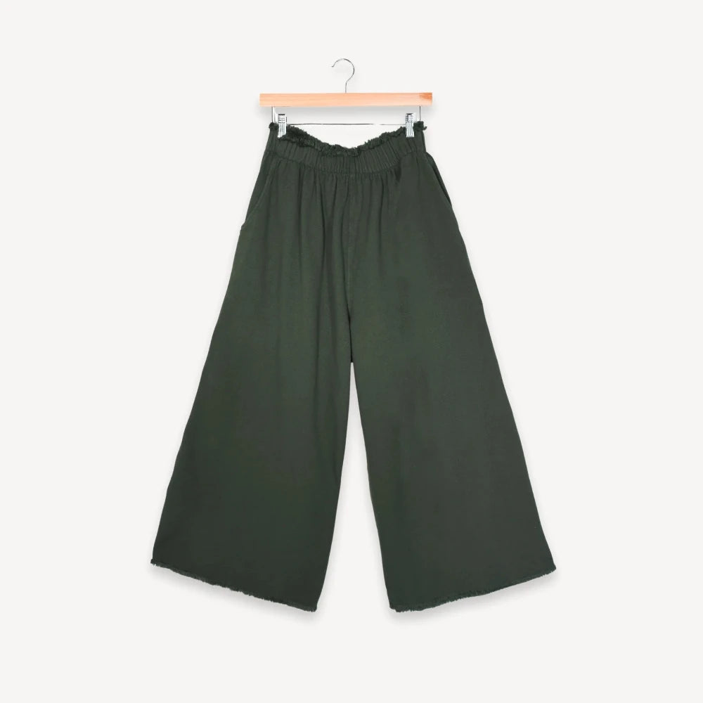 Loft Cotton Palazzo Pant - Forest (O/S)