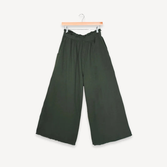 Loft Cotton Palazzo Pant - Forest (O/S)