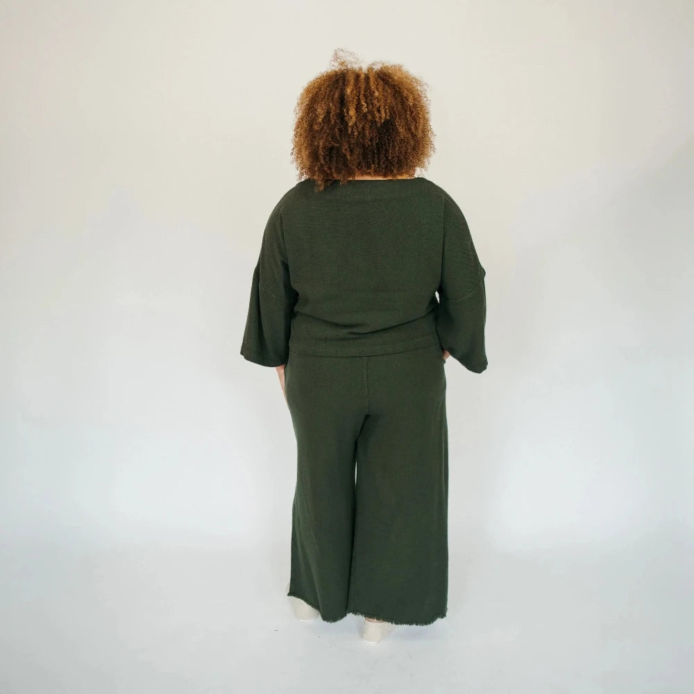 Loft Cotton Palazzo Pant - Forest (O/S)