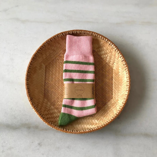 Makino Pop Stripe High Sock - Blush Sage