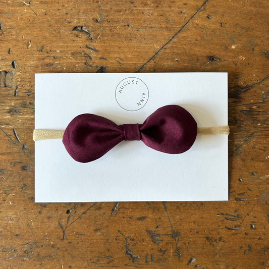 Baby Round Bow Headband - Burgundy