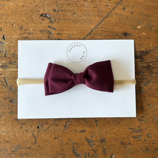 Baby Double Bow Headband - Burgundy