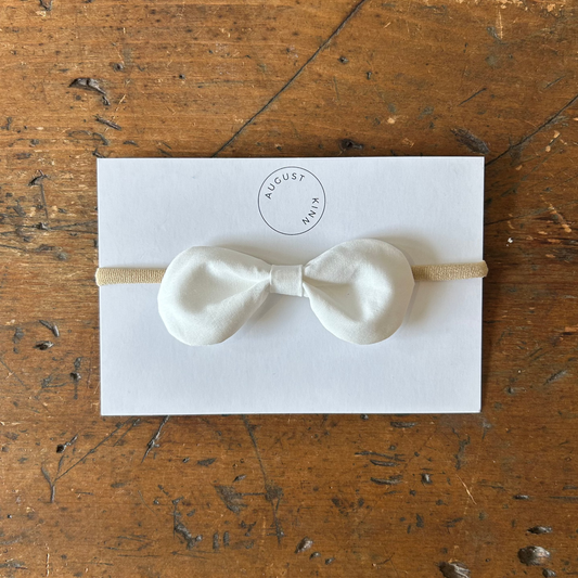 Baby Round Bow Headband - White