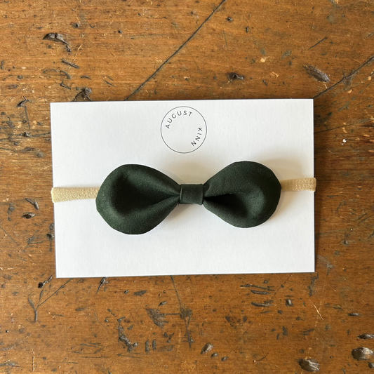 Baby Round Bow Headband - Forest Green