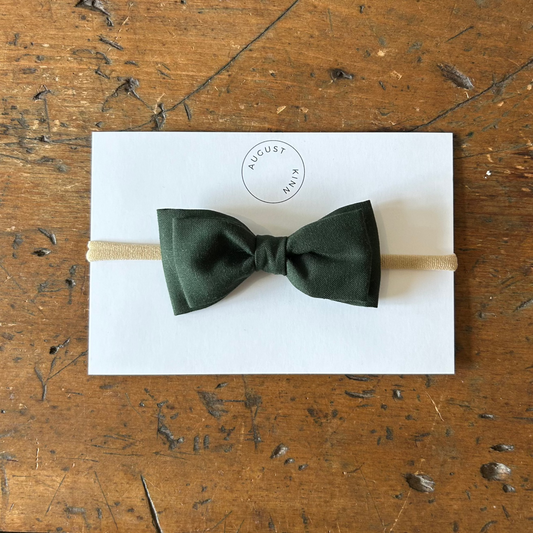 Baby Double Bow Headband - Forest Green