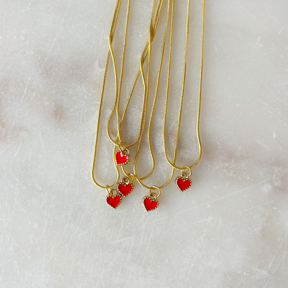 Red Heart Charm Necklace