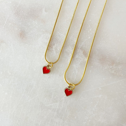 Red Heart Charm Necklace