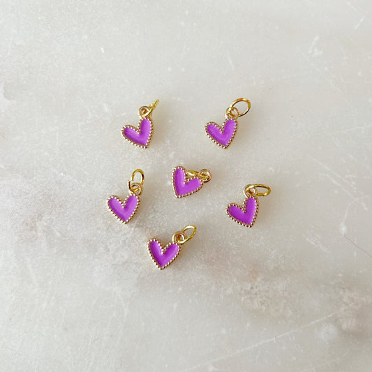 Enamel Heart Charm - Purple