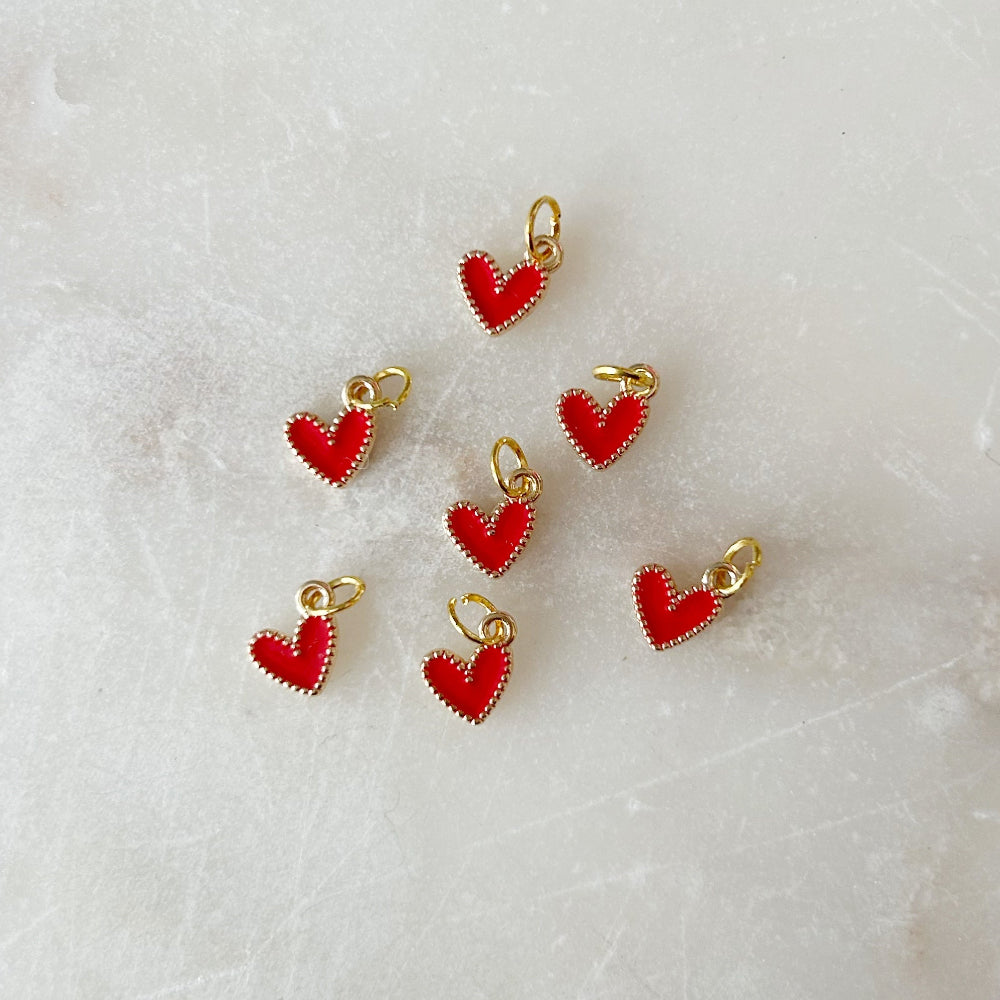 Enamel Heart Charm - Red
