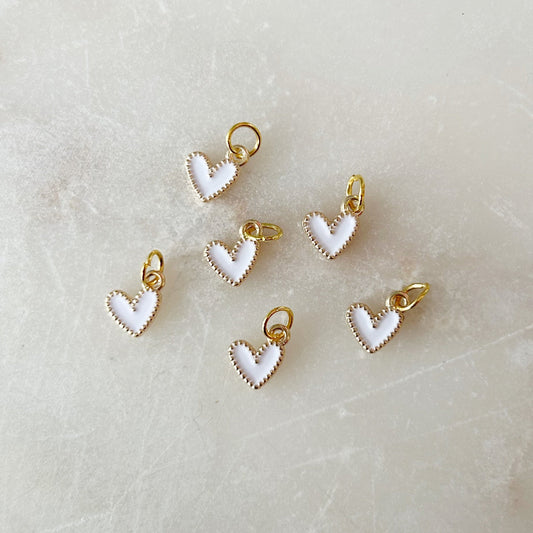 Enamel Heart Charm - White