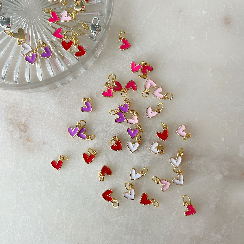 Enamel Heart Charm - White