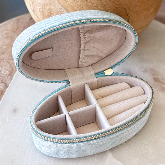 Oval Jewelry Case - Powder Blue