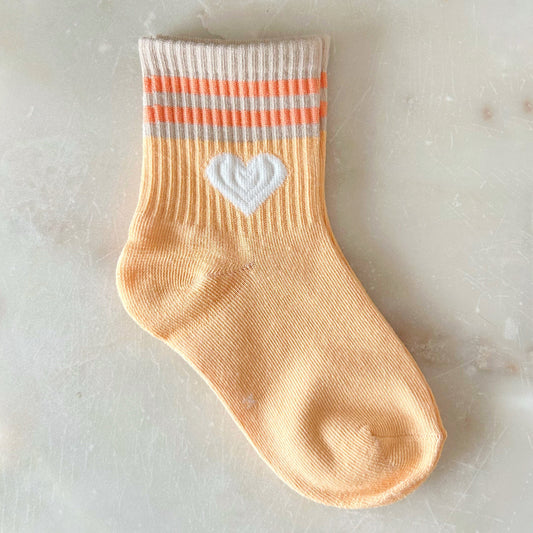 Striped Colour Block Heart Socks - Sherbert