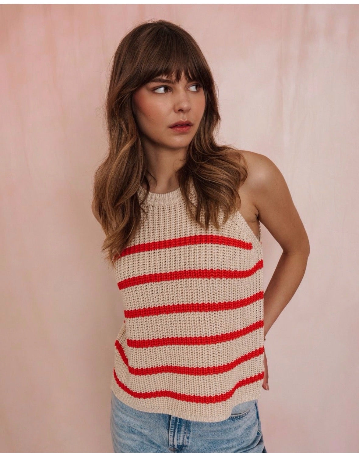 Andrea Knit Tank - Grenadine Stripe