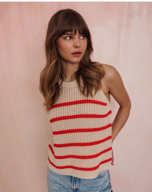 Andrea Knit Tank - Grenadine Stripe