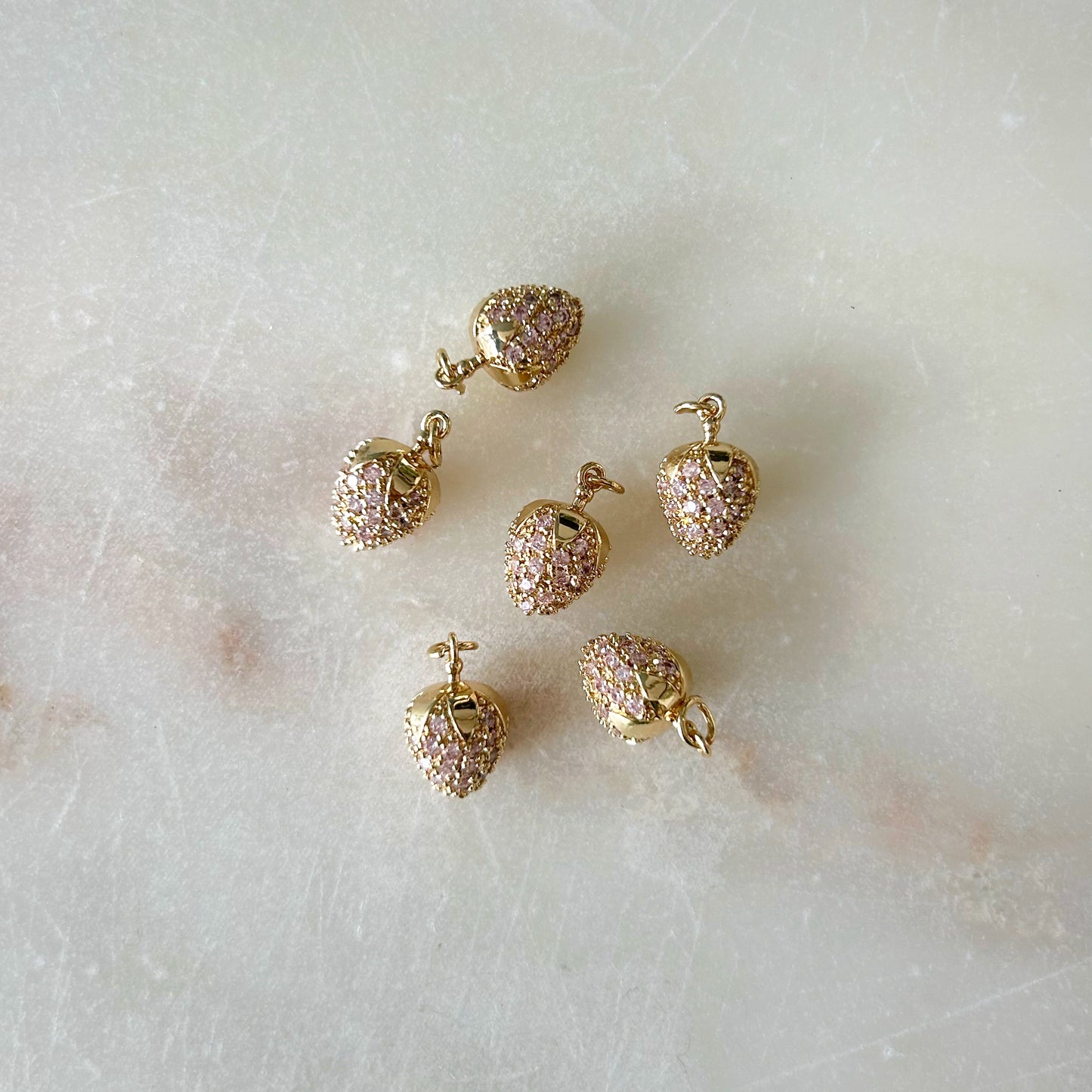 Pave Strawberry Charm - Gold