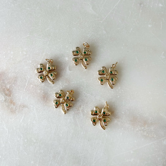 Gold + Emerald Shamrock Charm
