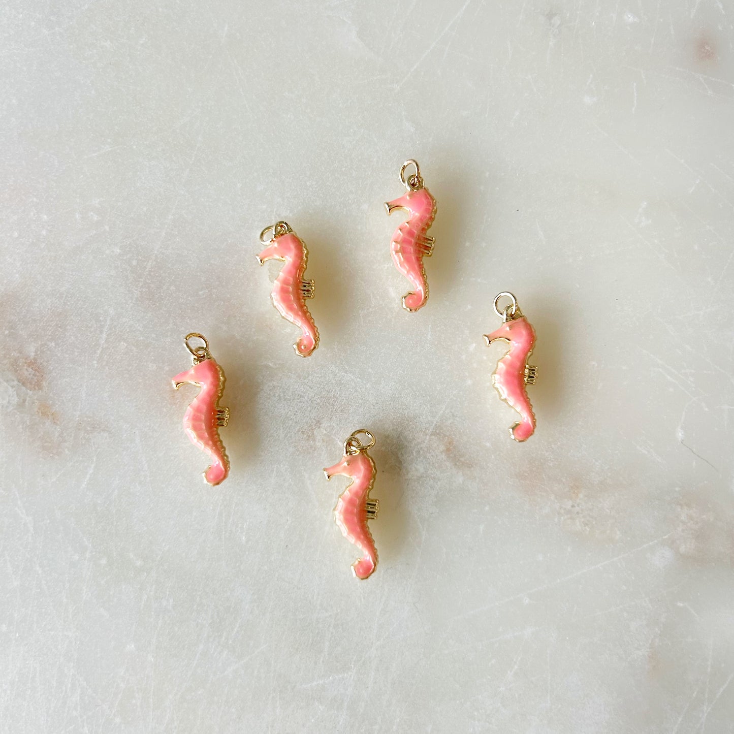 Coral Seahorse Charm - Gold