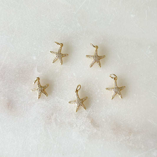 Pave Starfish Charm - Gold
