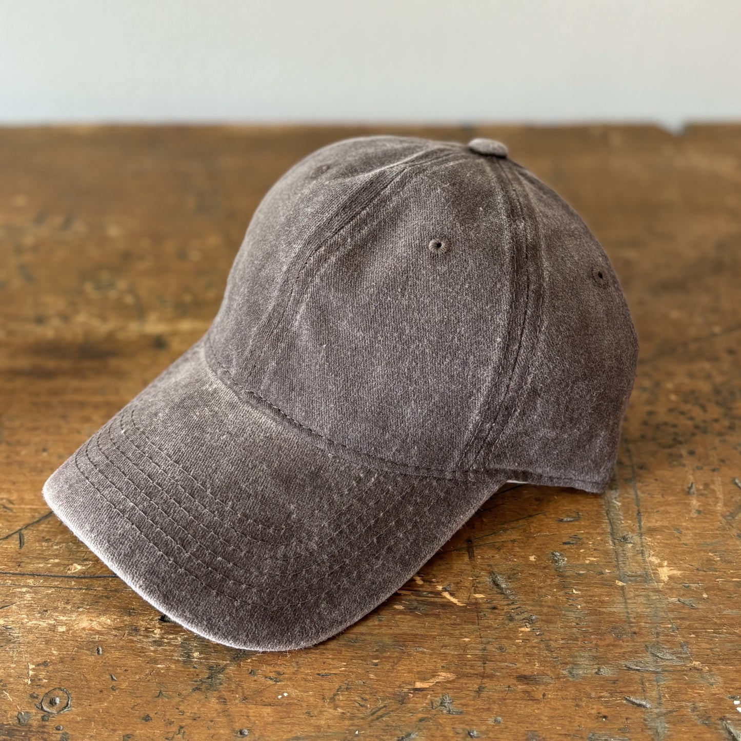 Washed Denim Baseball Cap - Brown