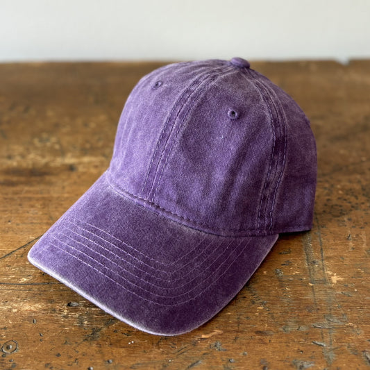 Washed Denim Baseball Cap - Purple