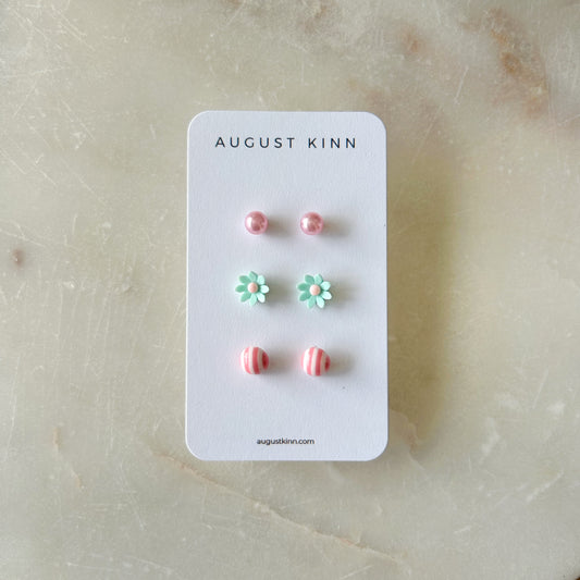 Stud Earrings 3 pack - Spring Stripes