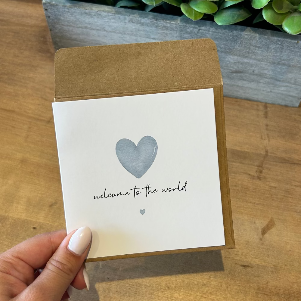 Card - Welcome To The World Blue Heart