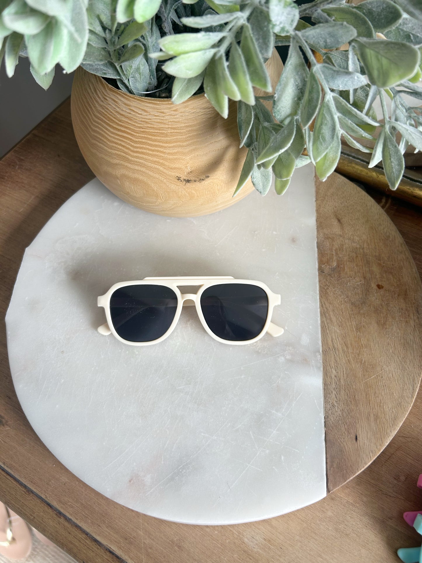 Toddler Aviator Sunglasses - Cream