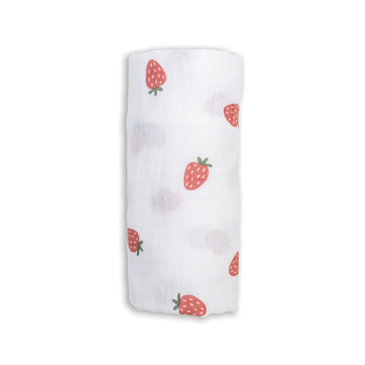 Cotton Muslin Swaddle - Strawberries