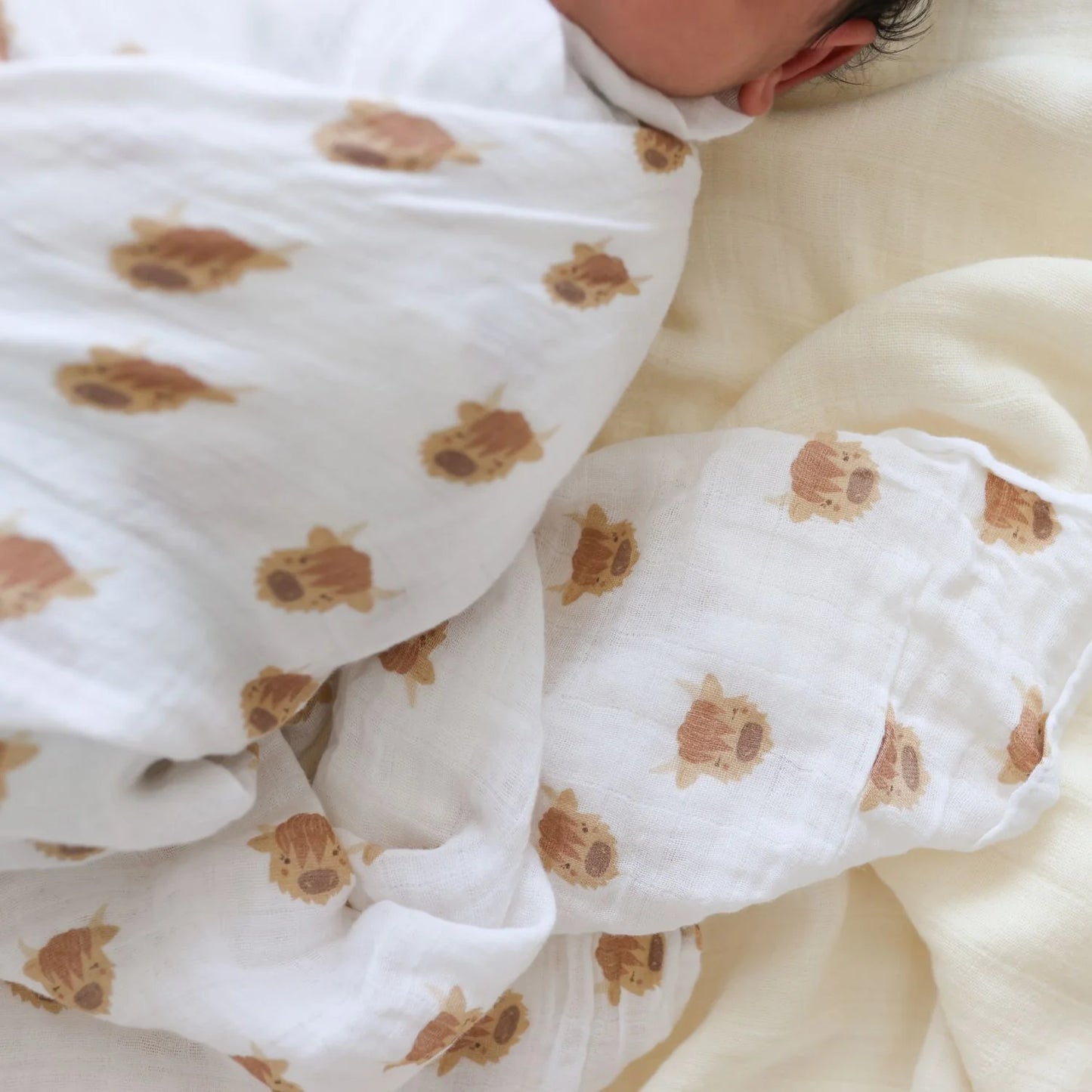 Cotton Muslin Swaddle - Highland Cow