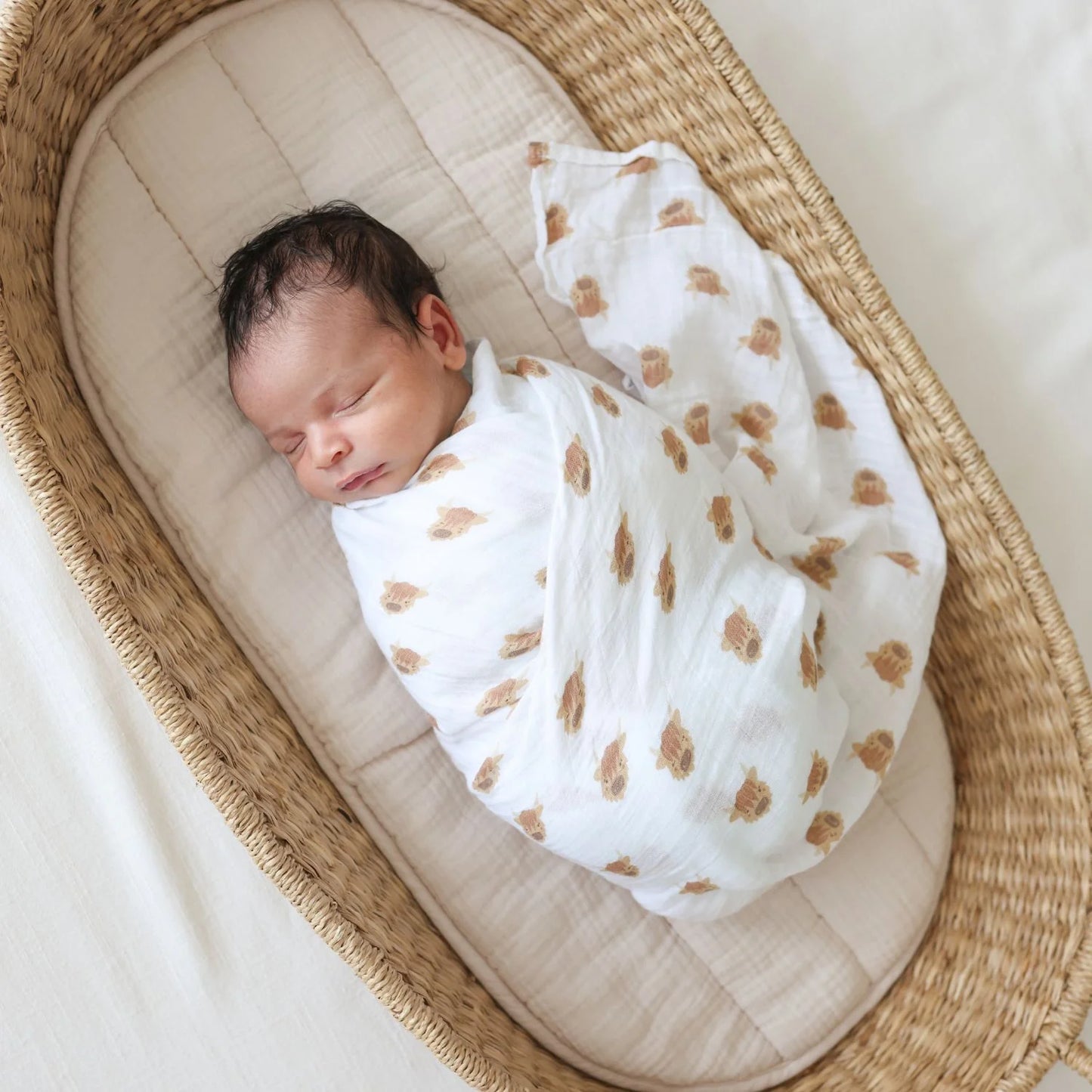Cotton Muslin Swaddle - Highland Cow