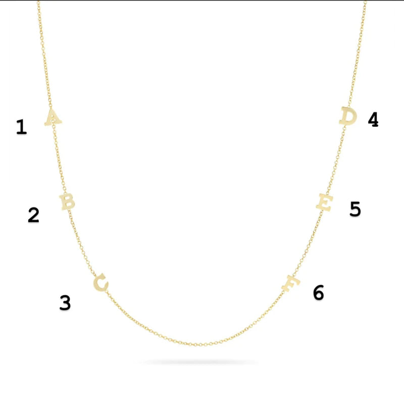 14K Gold Asymmetrical Mini Initial Necklace