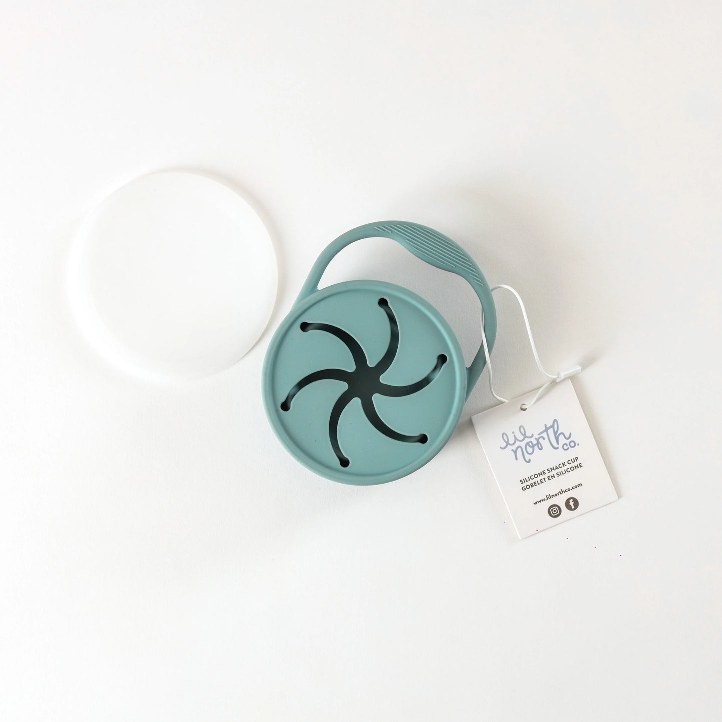 Lidded Silicone Snack Cup - Pale Blue