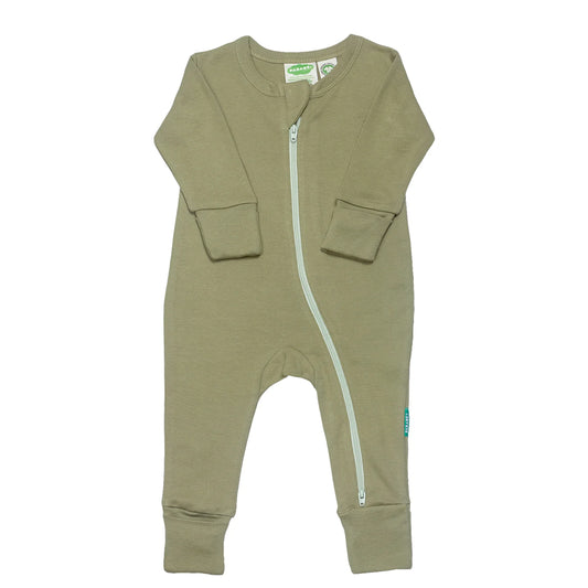 Organic Cotton Zip Romper - Olive