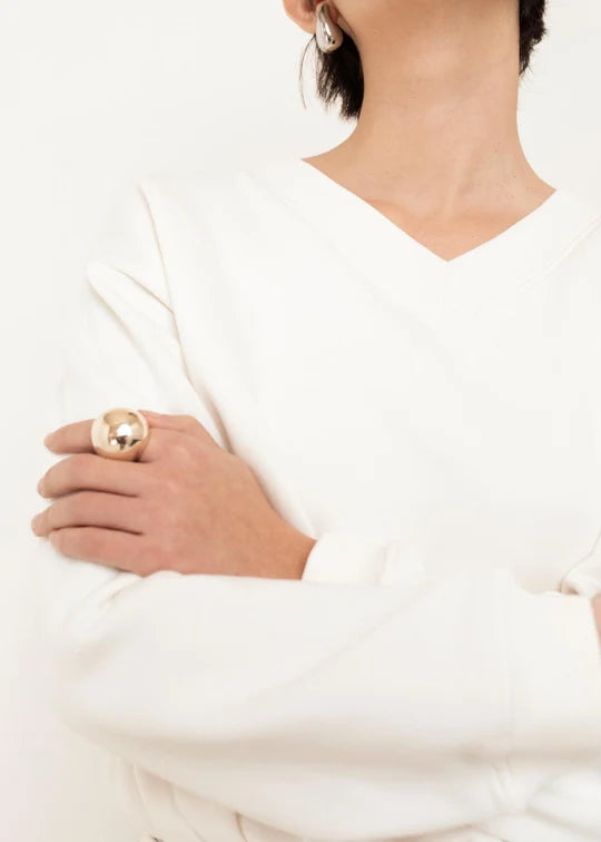 Emma V-Neck Blouson - Gardenia