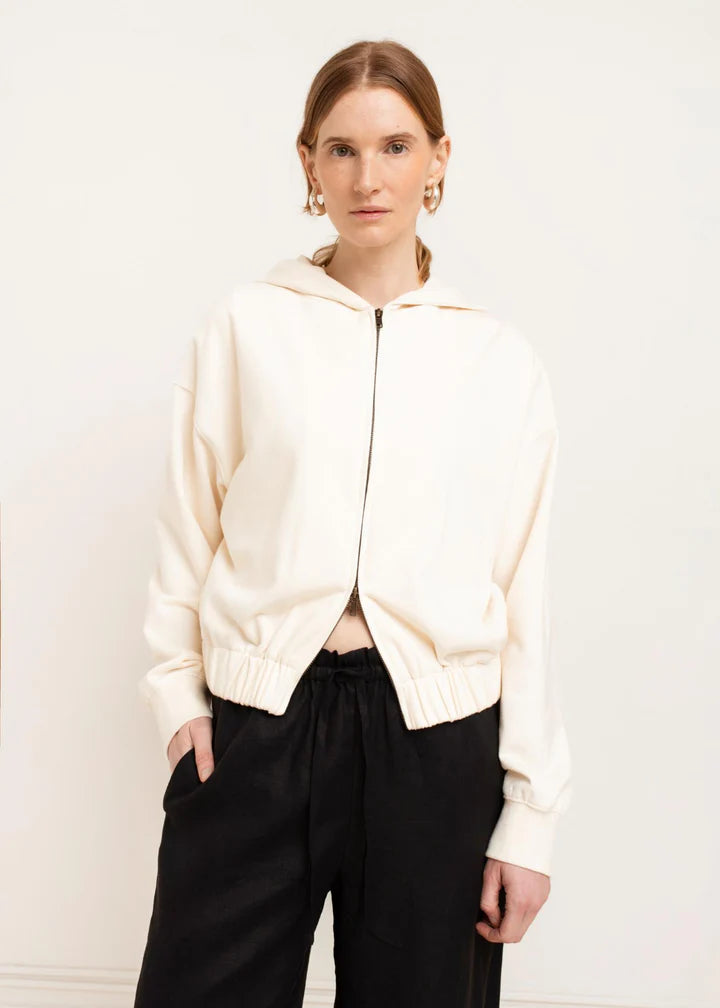 Brea Zip-Up Hoodie - Gardenia