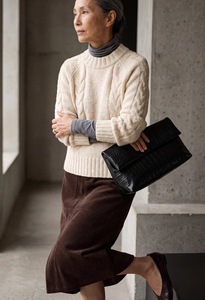 Hana Cable Knit Sweater - Cream