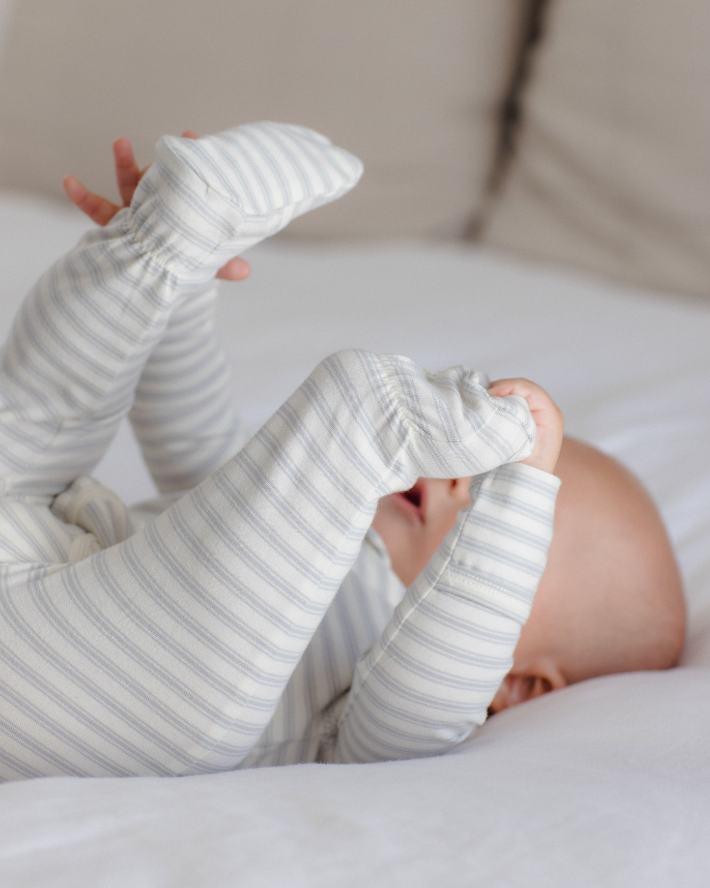 Organic Zip Footie Sleeper - Cloud Stripe